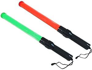 Traffic Baton Light | Hand Held Flashing and Steady Warning Stick at Night | Parking Guide | Red and Green) (Green)