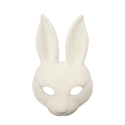 Aiffort 1Pcs White DIY Bunny Mask Rabbit Mask for Easter Halloween Christmas Masquerade Animal Cosplay Costume Dress Up Party Props