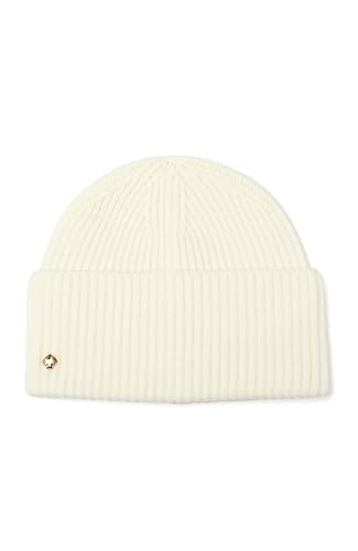 Kate Spade Women's Spade Cuff Beanie, Stylish Hat & Fashion Accessory Cap, Ideal for Cold Weather Cream