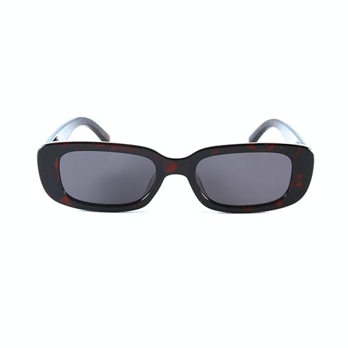 Retro Rectangle Polarized Sunglasses - Brown Frame and Dark Lenses with Premium Travel Case, Vintage 90s Style Fashion Eyewear for Men & Women - UV Protection