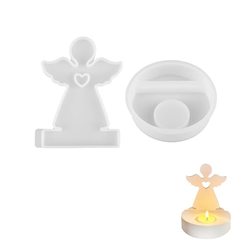 Weenwill Silicone Moulds,3D Angel Mold Reusable Heart Shaped Angel Candle Moulds for Casting Easter Candle Molds for DIY Candles, Soap,Plaster,Crafts