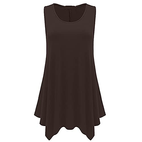 MGUOTP Pullover Women's Langer Polyester Vintage Longtops Ruffle Ausbildung Sommer Lose Longtops Frauen Schlichtes Ohne Arm Rundhalsausschnitt Sanft Cover