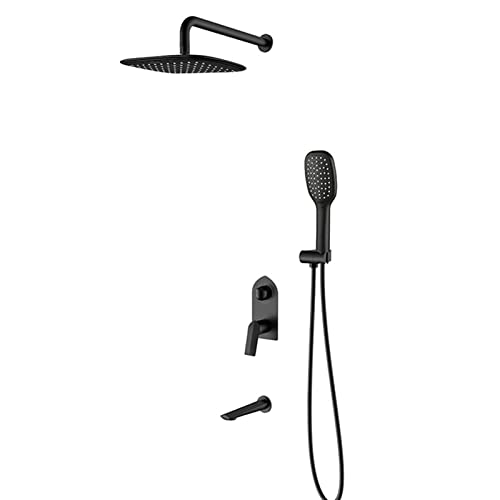 Système de douche noir avec mitigeur baignoire et douchette haute pression pour salle de bain