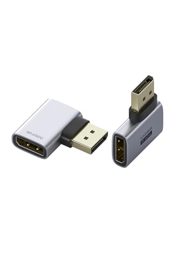 Hagibis DisplayPort Adapter 2 Pack, 8K@60Hz 4K@240Hz Right Angle 90 Degree Male to Female Display Port 1.4 Connector, DP Extender Extension Conventer for Monitor, Laptop, Projector (Side Front)