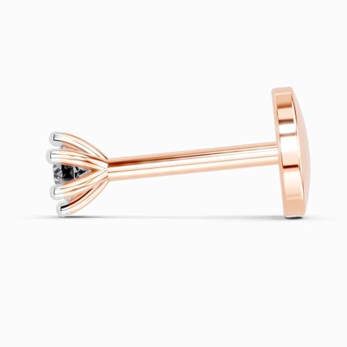 Image of Sparkles Lab Grown Diamond 0.03 Carat - 0.50 Carat Round Shape Solitaire Diamond Nose Pin for Women | 14K Gold IGI Certified FG VS Quality