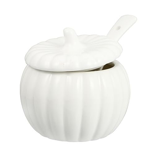 PRETYZOOM 1pc Creative Pumpkin Stew Pot Ceramic Stew Bowl with Lid for Individual Servings Elegant White Kitchenware for Home Cooking and Soup Preparation