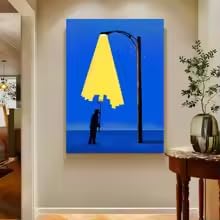 Adohome Framed Surrealism Wall Art Print And Poster Vintage Vertical Painting Fantasy Light And Shadow Suitable For Livingroom(60X80cm/Internalframe)