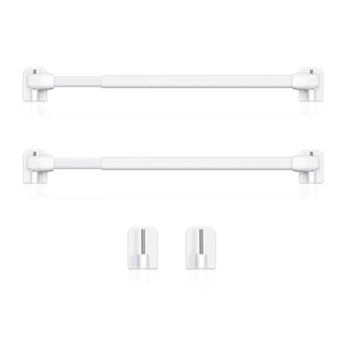 AMSLSIU Barra de cortina ajustable de 2 piezas, barra de armario de ventana extensible sin varillas de perforación con ganchos para el hogar