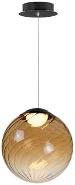 ET2 Lighting E24189-05BK Planetary - 11W 1 LED Pendant-10.5 Inches Tall and 9.75 Inches Wide, Glass Color: Amber