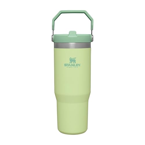 Image of Stanley IceFlow Flip Straw Tumbler with Handle 30 oz | Twist On Lid and Flip Up Straw | Leak Resistant Water Bottle | Insulated Stainless Steel |BPA-Free | Citron