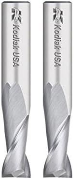 Kodiak Cutting Tools KCT129732 USA Made Solid Premium Carbide End Mill, 2 Flute, 1/4" Shank, 3/4" Length of Cut, 2-1/2" Overall Length, 1/4" Diameter (Pack of 2)