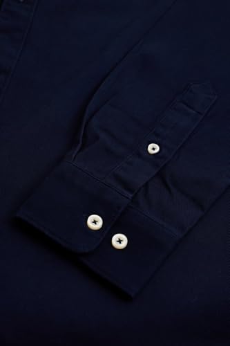 Image of SNITCH Men Casual Shirt College Wear | Slim Fit Full Sleeve Button-Down Collar Plain Style | Breathable Cotton Twill Fabric & Smooth Texture for Everyday Use