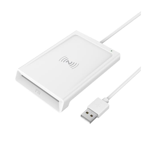 Vocdikficy Lector/Escritor de Tarjetas Inteligentes Contact + NFC 2 en 1 Lector/Escritor de Tarjetas Inteligentes de Interfaz Dual Vinculado A PC Lector de Tarjetas Inteligentes Contact PCSC