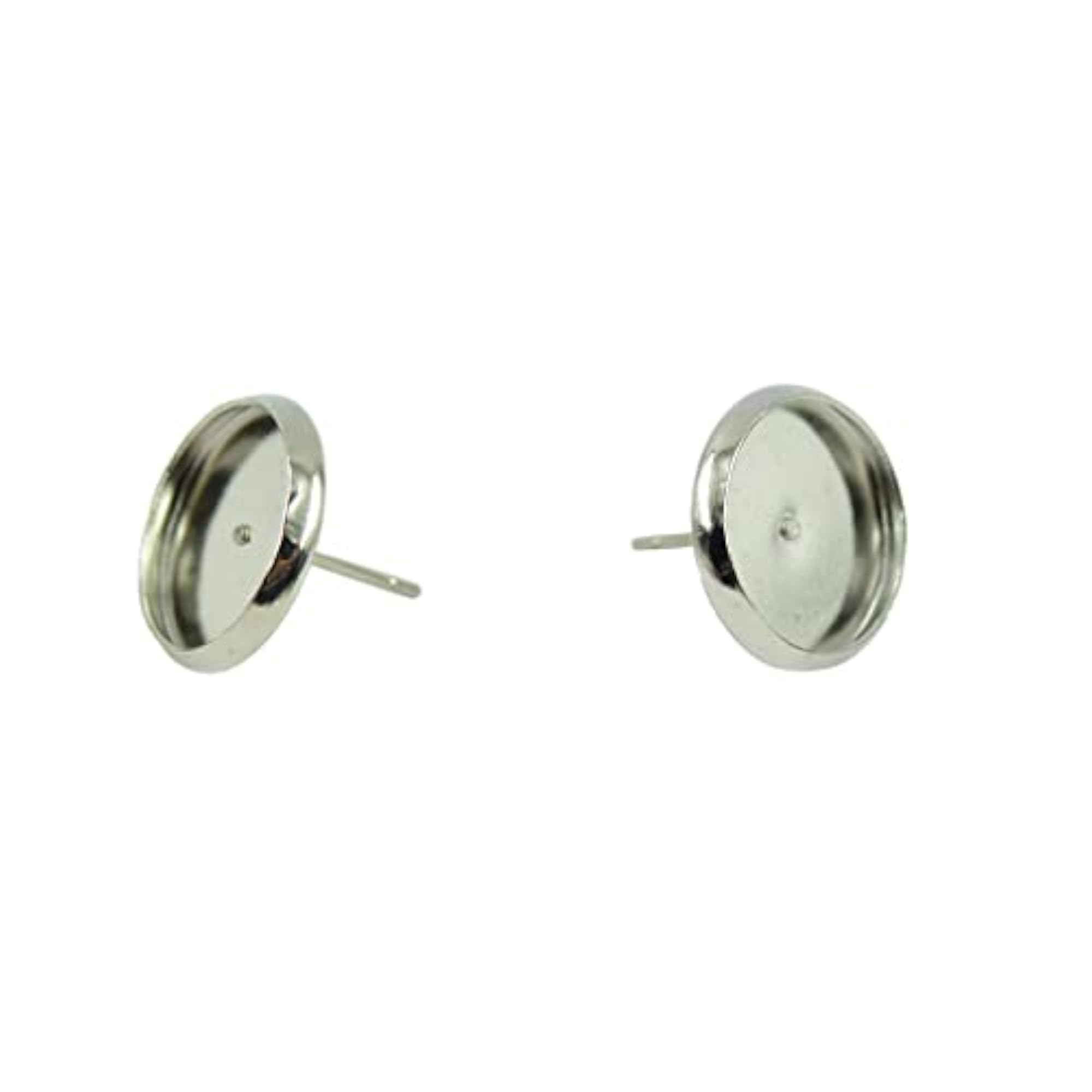 Silver Round Earrings Blank Bezel Setting for 12mm Cabochon