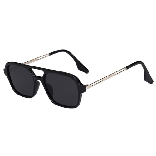 Lunettes de soleil creuses double pont au design léopard bleu et finitions rétro