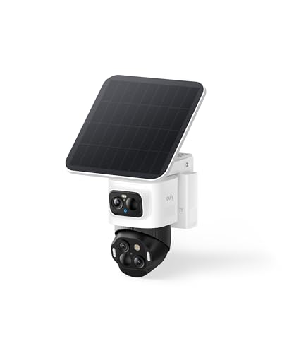 eufy Security eufyCam S4 Solar Security Camera Wireless Outdoor Triple-Lens Bullet-PTZ Cam 4K UHD 360 Pan and Tilt Auto Track 8 Hybrid Zoom Colour Night Vision Compatible with HomeBase S380