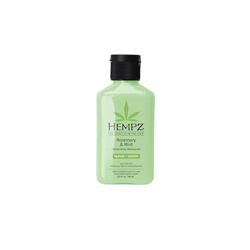 HEMPZ Herbal Body Moisturizer Rosemary & Mint Travel Mini 2.25 Oz Hydrating Lotion Rich with Minerals Vitamin C & Hempseed Oil to Nourish & Repair Extremely Dry or Sensitive Skin for Women & Men