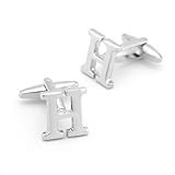 【2個セット】名前 おしゃれ カフス カフスボタン セット シンプル 頭文字 イニシャル アルファベット イニシャル 英字 T シャツ 結婚式 A B C D E F G H I J K L M N O P Q R S T U V W X Y Z (H) [並行輸入品]