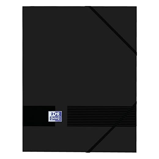 Oxford Live & Go, Carpeta A4 Plástico Opaco, 3 Solapas y Cierre de Gomás Elásticas, Paquete 10 Carpetas, Color Negro