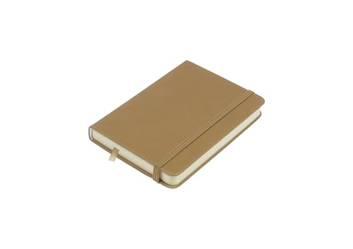 Image of Kangaro Art Sketchbook A6 Taupe PU Hard Cover 80 Sheets 140 g Cream Paper with Elastic Band and Ribbon