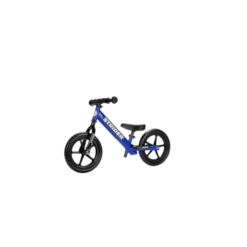 Image of Strider 12 Sport Bike, Blue - No Pedal Balance Bicycle for Kids 1 to 4 Years - Includes Safety Pad, Padded Seat,Mini Grips, Flat-Free Tires -Easy Assembly, Tool-Free Adjustments