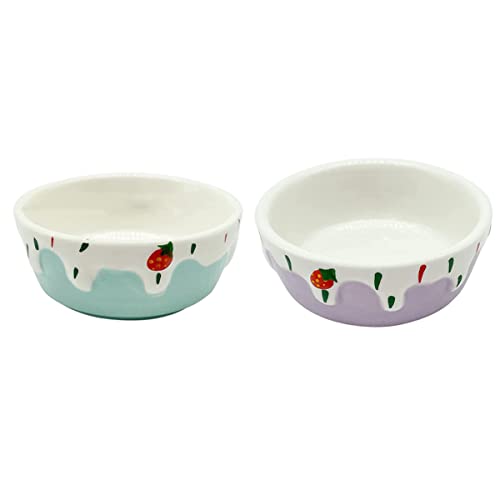 CIYODO 2Pcs Ceramic Pet Food Bowls Durable Hamster Feeding Bowls for Animals Easy to Clean for Food and Water