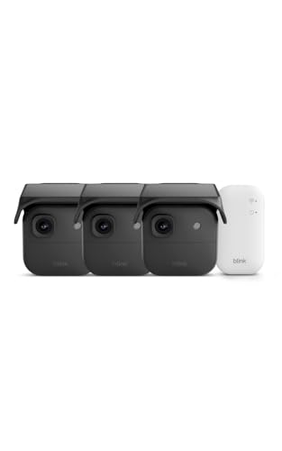 Image of Blink Solaris 2K+ (newest model) - Solar-powered battery smart security camera, wireless fixed solar panel, 2K video, Sync Module Included - 3 camera system (Black)