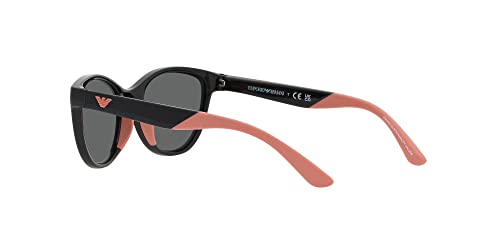 Emporio Armani Girls' Ek4003F Low Bridge Fit Cat Eye Sunglasses, Shiny Black/Dark Grey, 48 Mm #TOP4