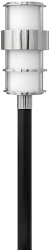 Hinkley Saturn 21.75" Outdoor Post/Pier Mount Lantern, Stainless Steel, Etched Opal Glass, Modern, Stainless Steel Finish