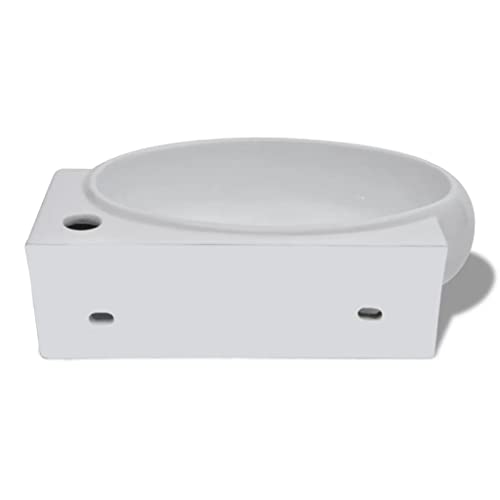 Vidaxl Lavello In Ceramica Bianco Con Foro Per Rubinetto E Scarico Lavandino - 6