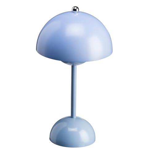 Luxus - Tischlampe Touch Deluxe - Josephine - Blau - H34 x Ø9 - Terrassenlampe - Schreibtischlampe - LED - Wiederaufladbar - Dimmbar - Kabellos - Batteriebetrieben - Tischlampe für innen und außen