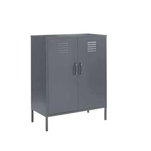 MMT Furniture Designs ST-01: Moderno aparador de metal para renovaciones de dormitorio, armario de almacenamiento para bebidas, perfecto para organizadores (gris)