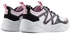 A | X ARMANI EXCHANGE Women's Cher Chunky Logo Sneakers, Optic White + Black, 11 | Image 5