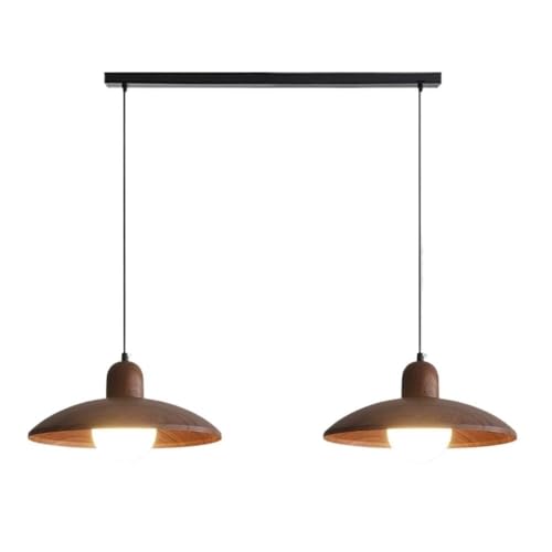 Lámpara Colgante Moderna Chaner de 2 Luces con cúpula nórdica, lámpara de Techo de Cristal Globo para Restaurante, Cocina, Isla, Mesa de Comedor (Color Madera Natural) (Color Madera Grosella Negra)