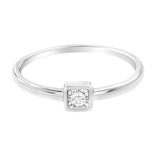 Haus of Brilliance .925 Sterling Silver Miracle-Set Diamond Accent Cushion Shaped Promise Ring (J-K Color, I1-I2 Clarity) - Size 8