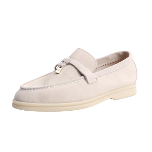 Image of Women's Summer Charms Suede Loafers - Premium Sheepskin Unlined Upper,Classic or Styles with Metal Detail for Casual, Office, Travel & All Day Wear