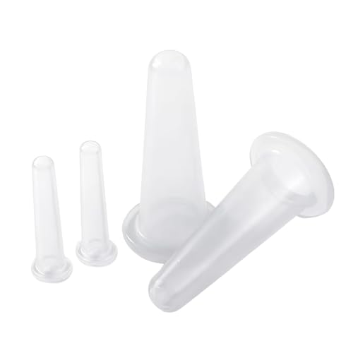 GOUDOGEDC 4 Pcs Face Cupping Set, Facial Cupping Set for Face and Eye Massage, Silicone Massage Vacuum Anti Aging Beauty Tool Facial Eye Care (2 Small + 2 Large) (Clear)