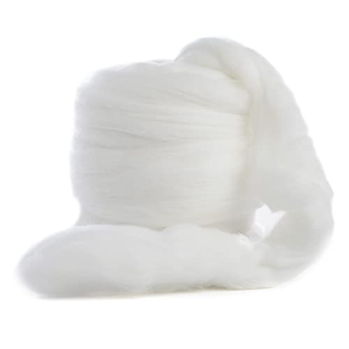 Image of Desert Breeze Distributing - 100% Natural Merino Wool Roving, Wool for Spinning, Tapestry Yarn, Needle Felting, Wet Felting, Big Yarn Roving, 19 Micron, 70mm Staple Length, 8 OZ Size, Color Snow White