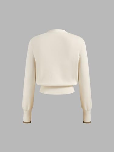 CIDER Wool-Blend Knit V-Neck Two Tone Solid Button Oversized Cardigan4