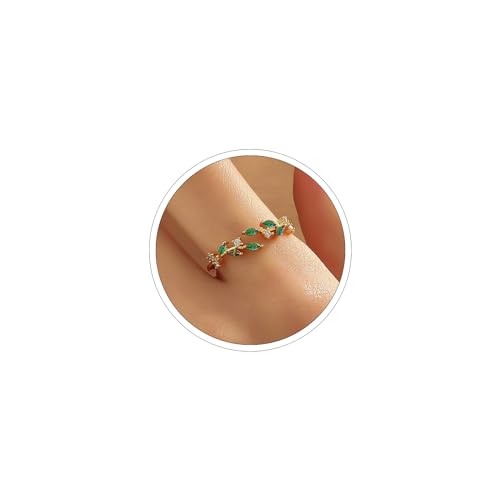 18K-Gold-Plated-Ring-Open-Adjustable-Ring-Cubic-Zirconia-Leaf-Ring-for-Women-Dainty-Stackable-Rings-for-Women