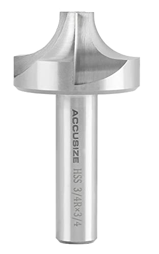 Image of Accusize Industrial Tools 3 /4'', H.S.S. Corner Rounding End Mills, 3 /4'' Shank Dia, 2-1 /4'' Cutter Dia, 4-1 /8'' Overall Length, 1011-3434 | H.S.S. Corner Rounding End Mills, 3 /4 inch Shank, 2-1 /4 inch Cutter Dia, 4-1 /8 inch Overall Length