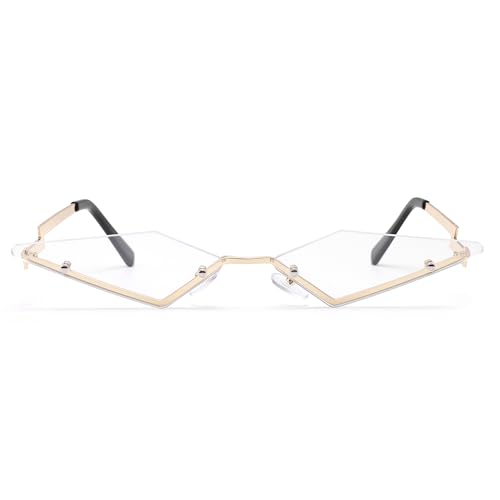 Rimless Lozenge Rave Sunglasses for Women Men Fashion Polygon Sun Glasses Metal Frame Party Halloween Shades2