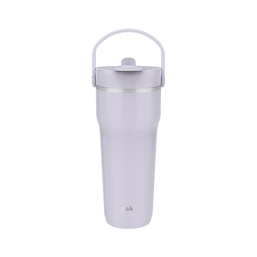 Zak Designs Harmony 2-in-1 Coffee Tumbler for Travel or At Home, 30oz Recycled Stainless Steel is Leak-Proof When Closed and Vacuum Insulated with Handle (Smoky Lilac Purple)