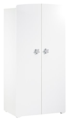 BABY PRICE New Basic Armoire Chambre Bébé 2 Portes avec Bouton Étoile Gris Cover