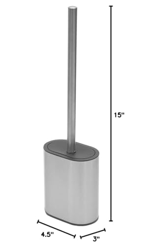 Image of Half Size Stainless Steel Toilet Brush Holder with Flexible Rubber Brush Head, Black by Home Basics