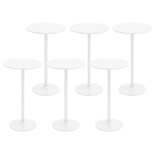 Image of Giantex 6-Pack 2-in-1 Bar Table with Detachable Pole, Metal Base, 24 inch Round Top, 40 inch /22 inch Two Convertible Height, Cocktail Pub Table for Bistro, Dining Room, Restaurant, Kitchen, White