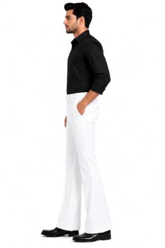Image of Men's Formal Bootcut Pants | Stretchable Trousers | High Rise Flared Fit Pants | Office & Formal & Casual Wear (Black /White)
