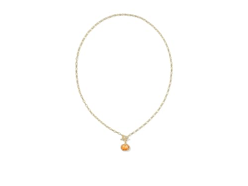 Kendra Scott Womens Pumpkin Link and Chain Necklace Gold Orange Mother Of Pearl One Size2
