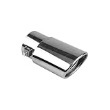 車用 汎用 マフラー カッター オーバルステンレス製 大口径 下向き 排気管 軽自動車 乗用車 外装パーツ チタン焼き調 38mmΦ-53mmΦに対応 (ストレート銀色)