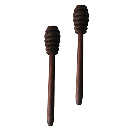 TOPPERFUN 2Pcs Honey Dippers Simple Honey Stirrer Sticks for Drizzling Syrup Honey and Jam Walnut Design for Easy Use and Cleaning for Kitchen and Home